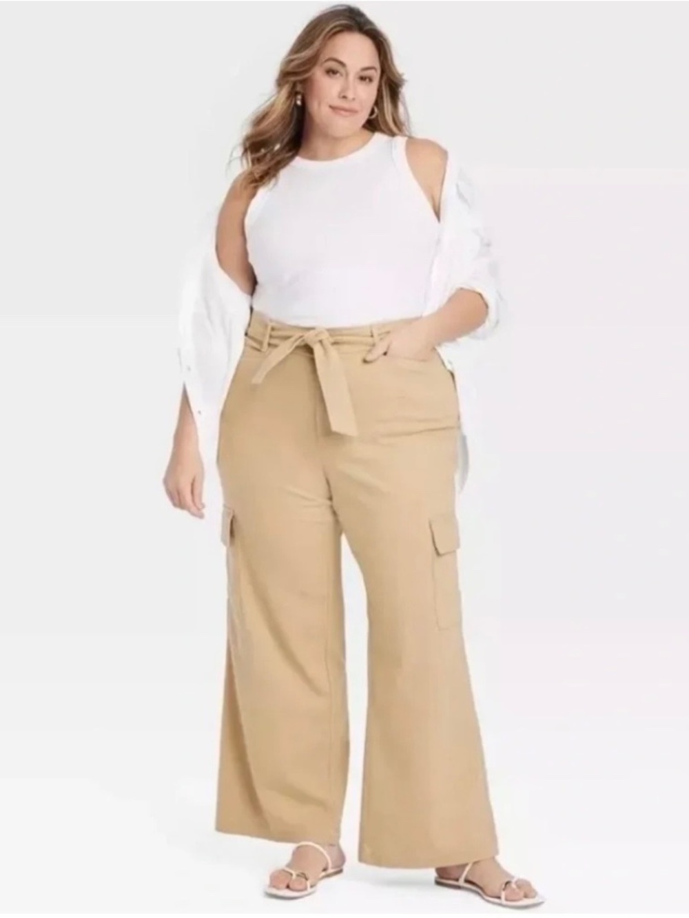 Ava and Viv Women’s High Rise Wide Leg Cargo Pants Size 26